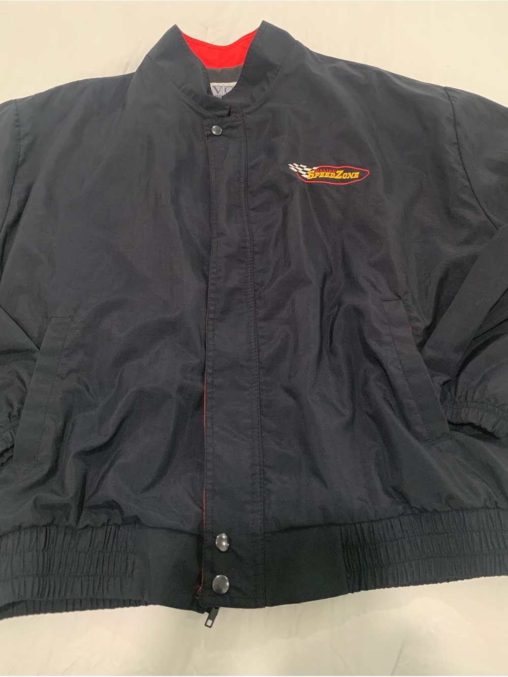 Vintage Speed Zone Black Bomber Jacket with Racing Patch